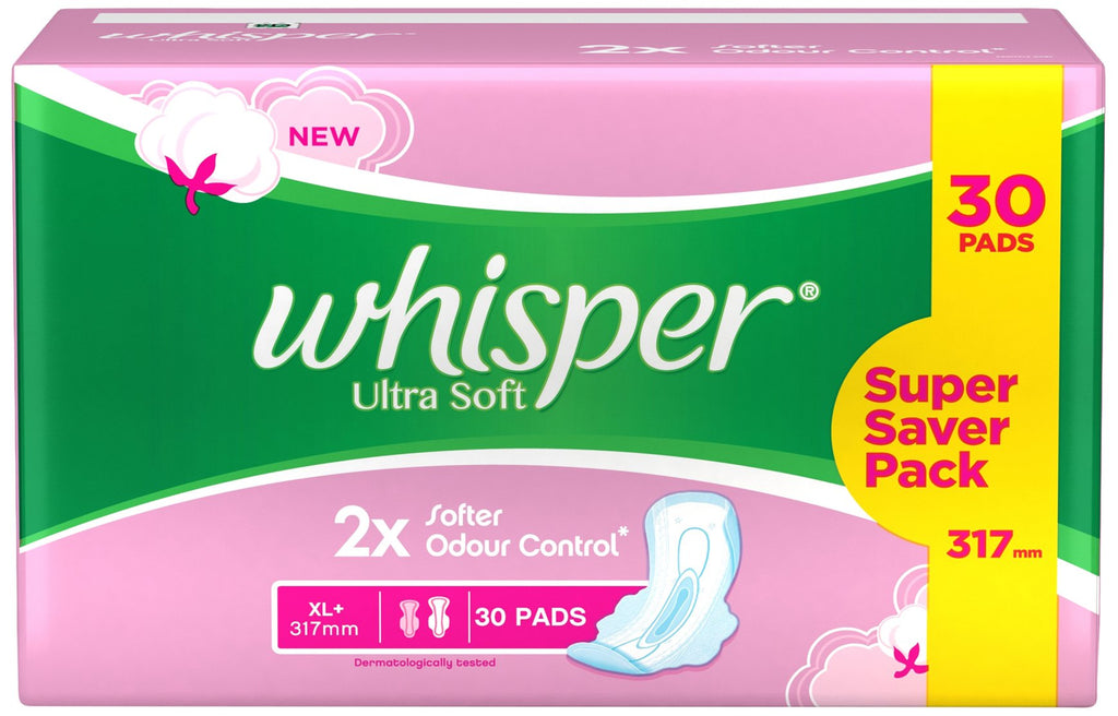 Whisper Ultra Soft XL+ Sanitary Pads 30s