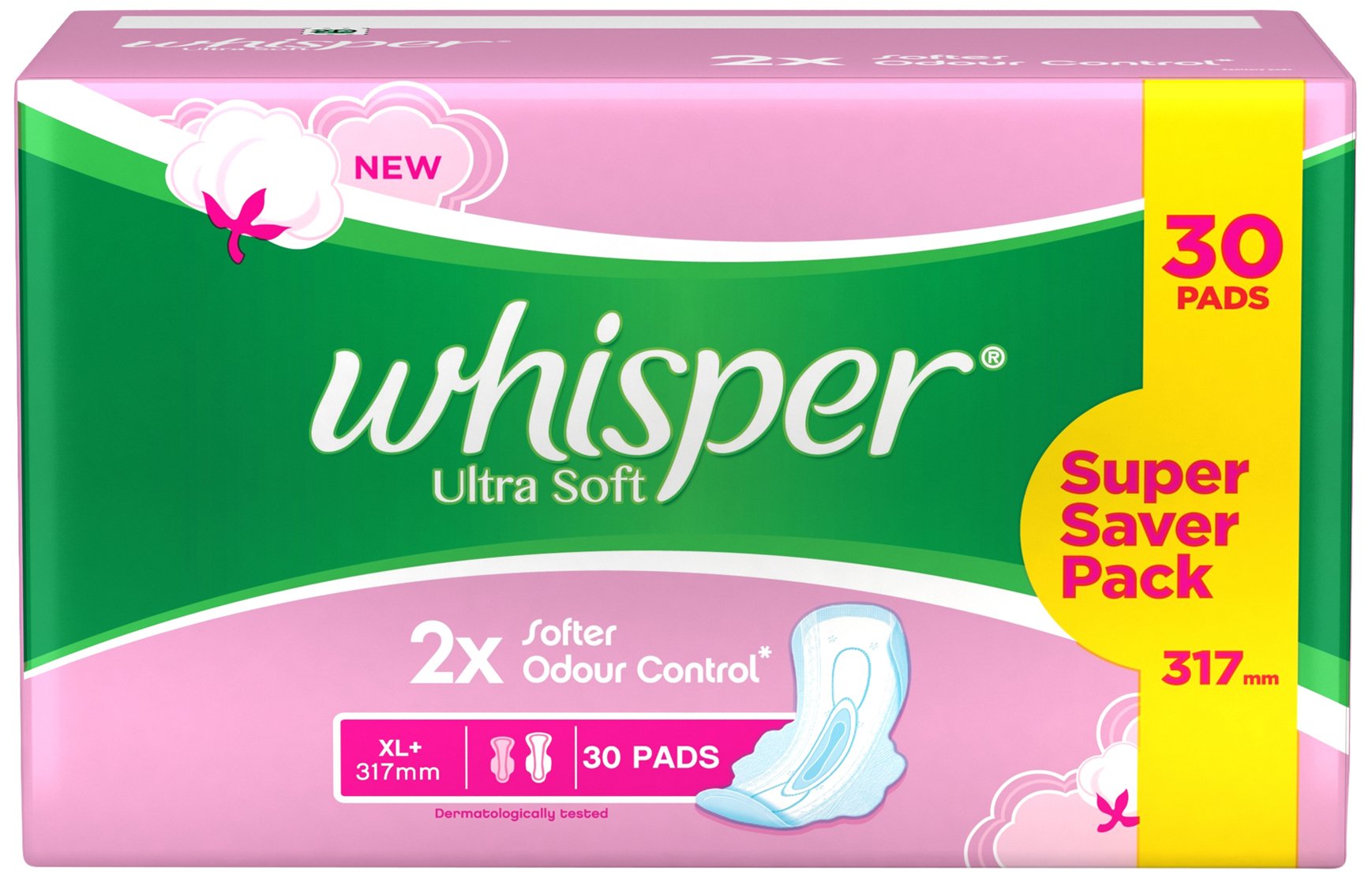 Whisper Ultra Soft XL+ Sanitary Pads 30s