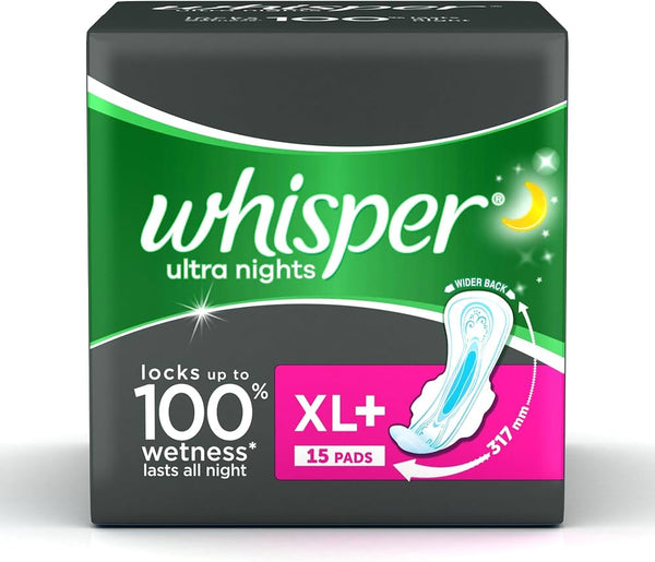 Whisper Ultra Sanitary Pads XL Plus Wings - 15 Count