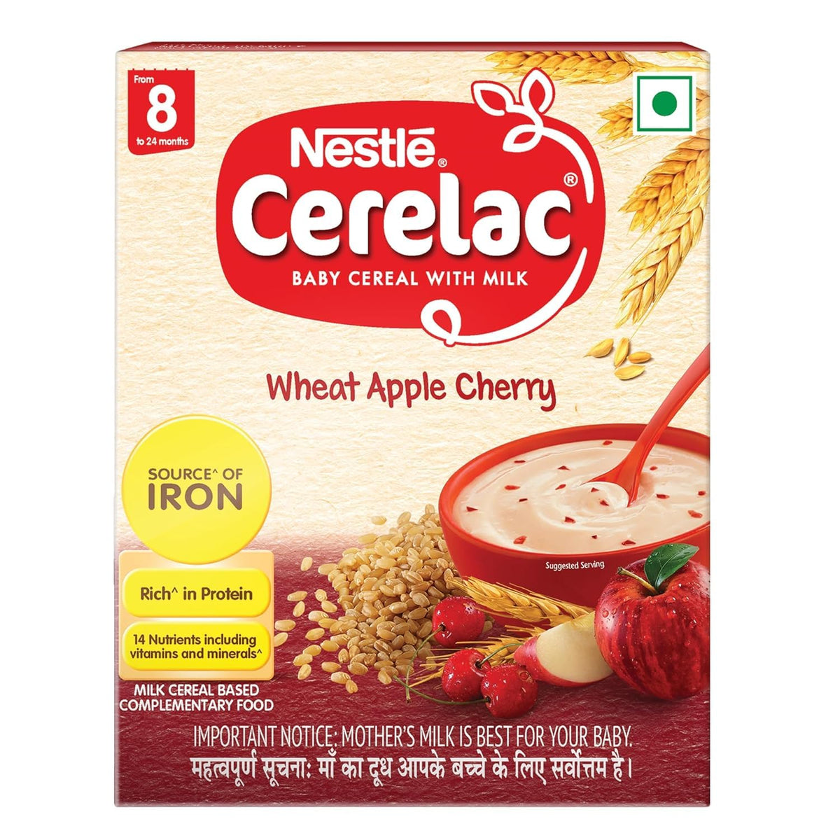 Cerelac Wheat Apple Cherry Baby Cereal Powder 8 To 24 Months