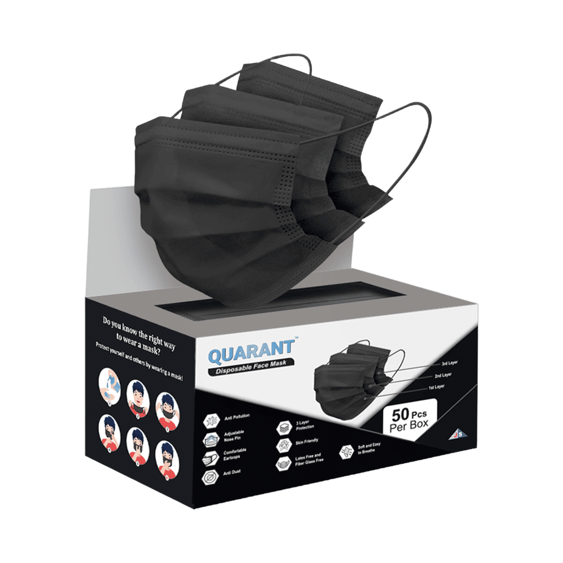 3Ply Face Mask Black